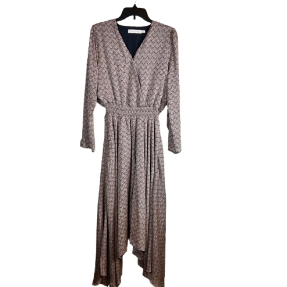 bishop + young Serita Smock Dress Rhapsody Print Maxi Long Sleeve Boho Style L